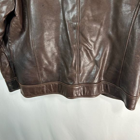 Marc New York Men's Brown Leather Jacket Moto Zip Up Distressed XL - Picture 9 of 13